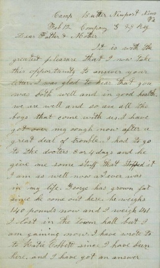 29th Massachusetts Infantry Letter